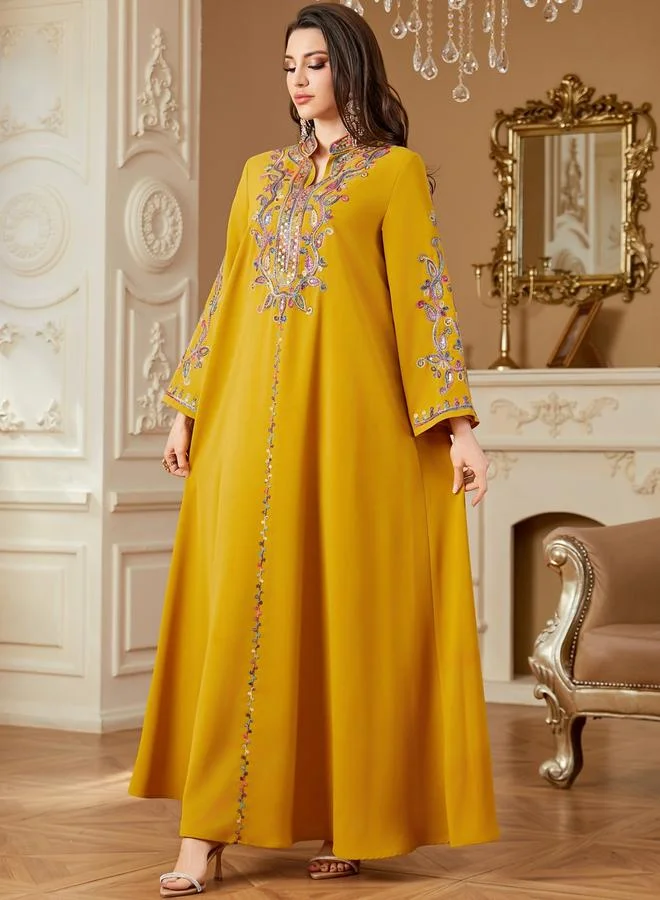 تايك تو جلابية نسائية مطرزة بفتحة رقبة